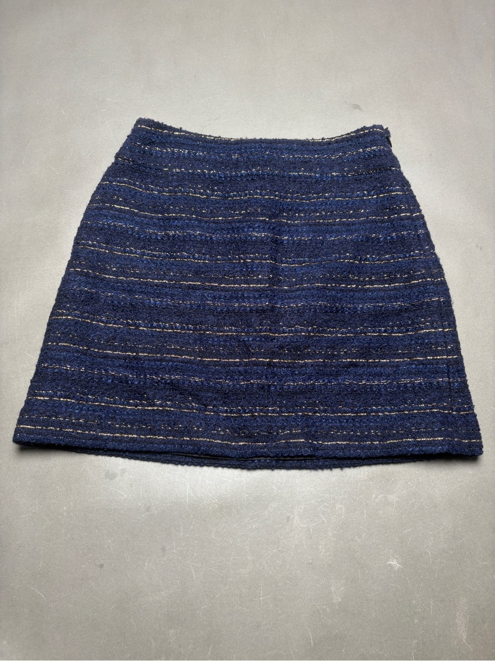 LOFT Navy Black and Gold Tweed Pencil Mini Skirt